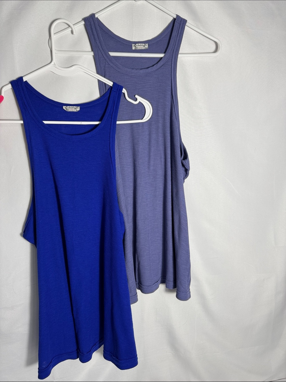 Free People Ribbed Long Beach Tank Duo — Cobalt Blue & Lavender